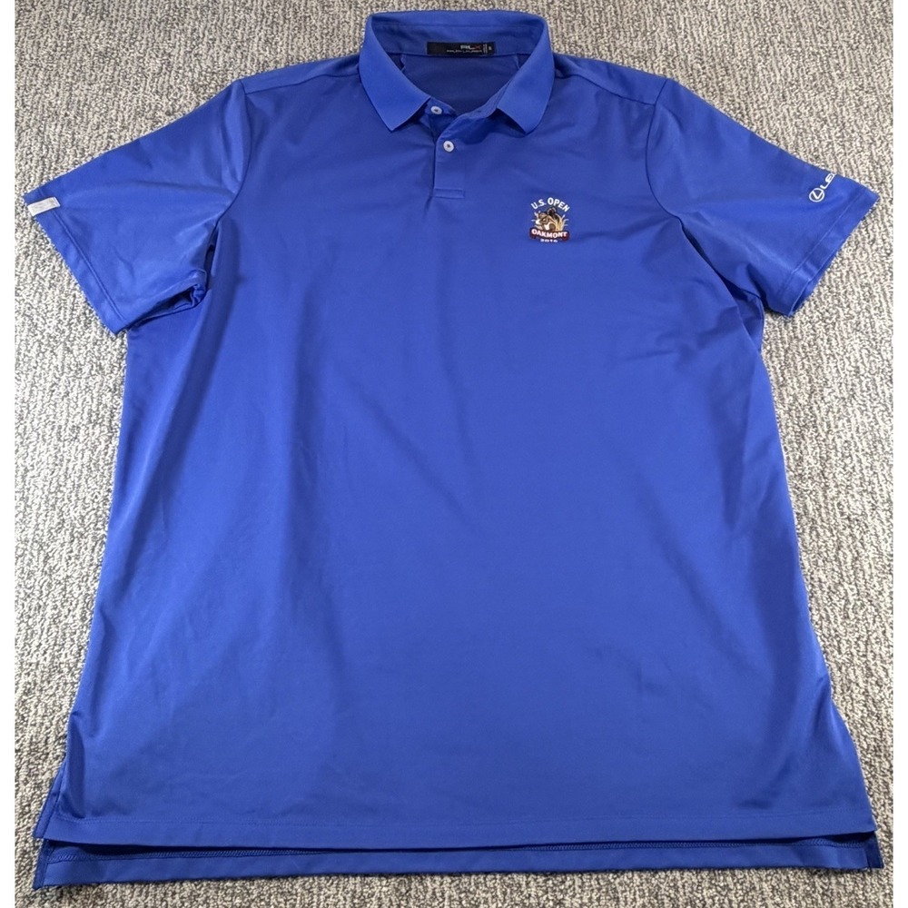 RLX Ralph‎ Lauren Polo Shirt Blue XL US Open Oakmont 2016 Embroidery Performance